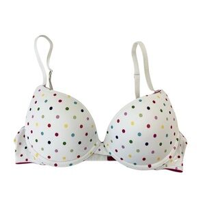 Aerie Paige Push-up Bra in White with Multicolor Polka Dot Bra